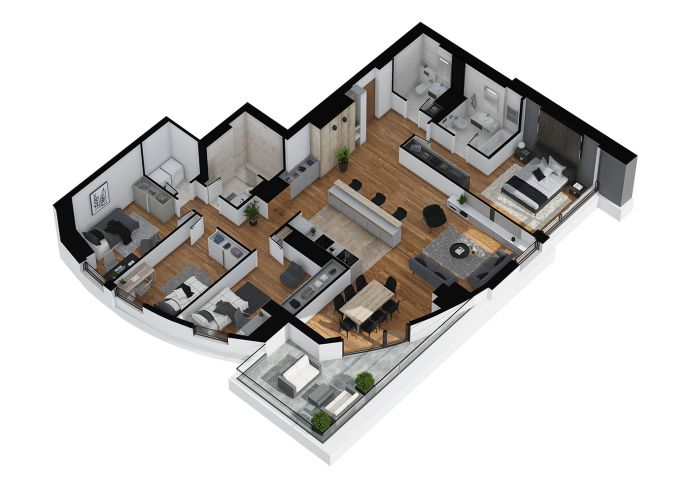 Four Bedrooms - 3d image view