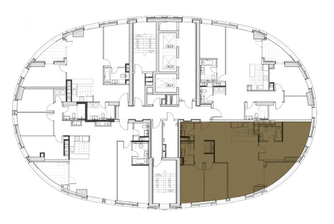 Three Bedrooms - Orientation of the apartment within the complex