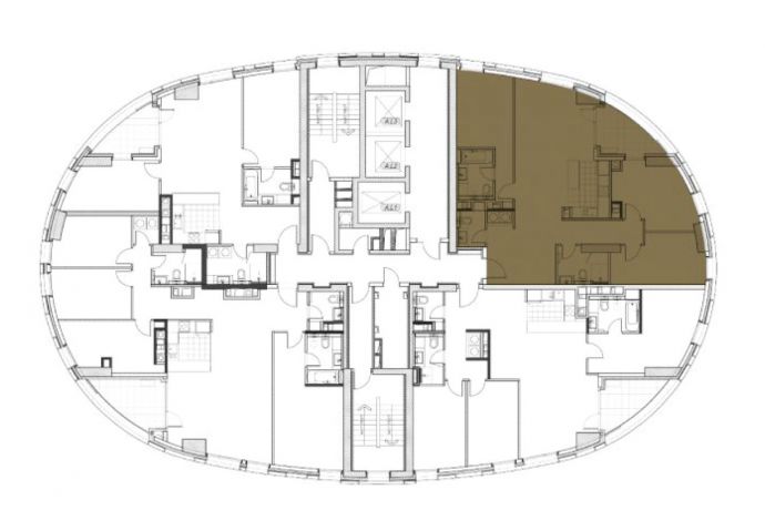 Three Bedrooms - Orientation of the apartment within the complex