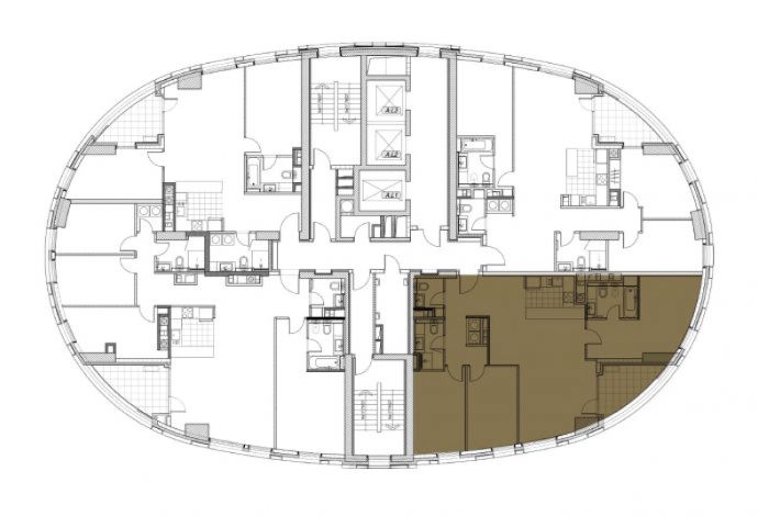 Three Bedrooms - Orientation of the apartment within the complex